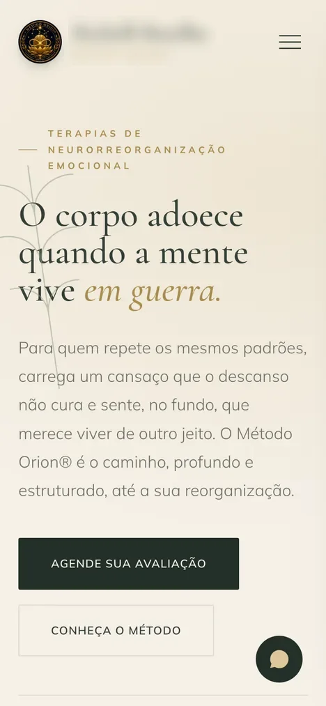 Site de terapeuta, versão para celular